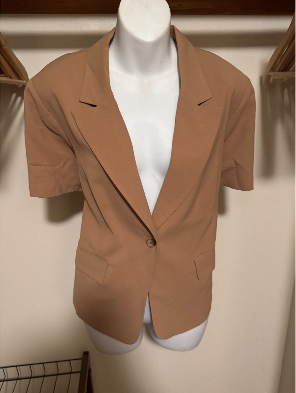 Montgomery Port Women's Tan Short Sleeve Blazer Size XXL NWT